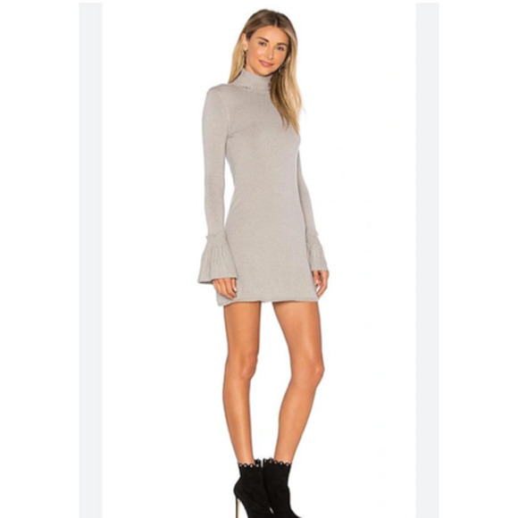 House of Harlow x Revolve Marni Sweater Dress Gray Bell Sleeves Sz S Boho Casual - Picture 1 of 8